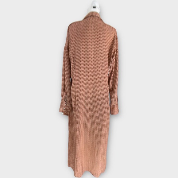 Zara Floral Print Silky Long Sleeve Button Front Shirt Maxi Dress L - Picture 10 of 15